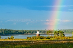 Rainbow by Lubec Channel Light in on the Maine Border